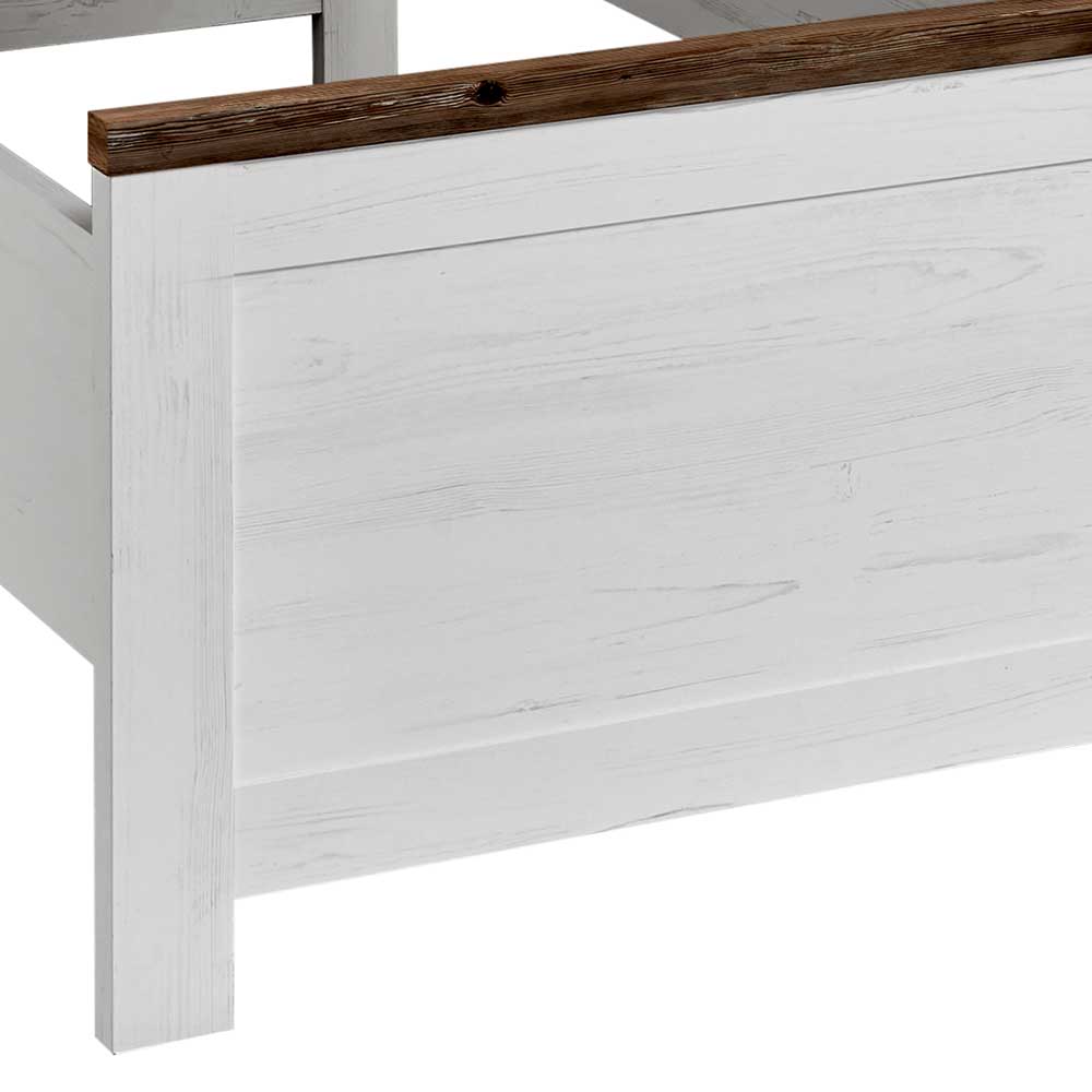 Landhausstil Bett Flurencina in Weiß und Kieferfarben