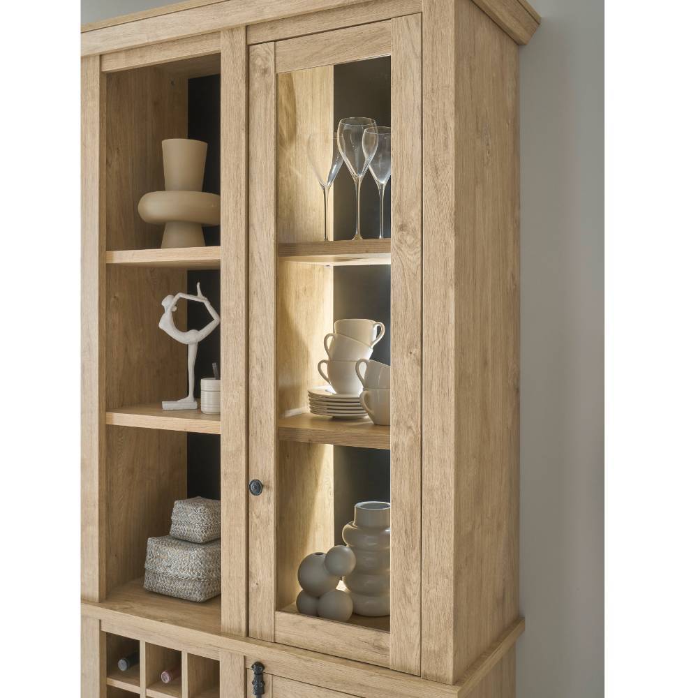 Wohnzimmerschrankwand Jennva im Landhausstil 214 cm hoch (vierteilig)