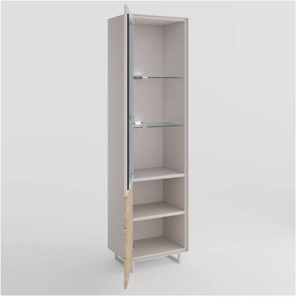 Stauraumvitrine Fortlanda mit Glastür 197 cm hoch