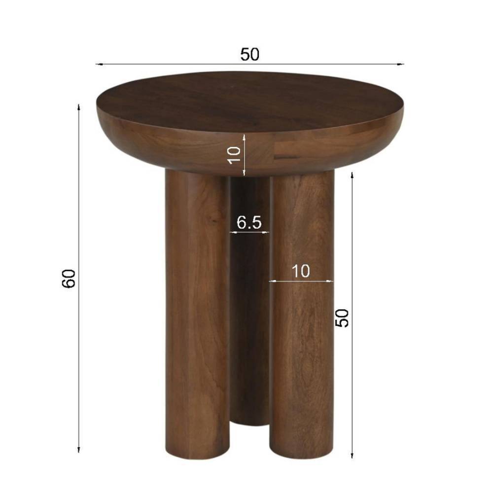 Beistelltisch Sofa Iloca aus Mangobaum Massivholz in runder Form