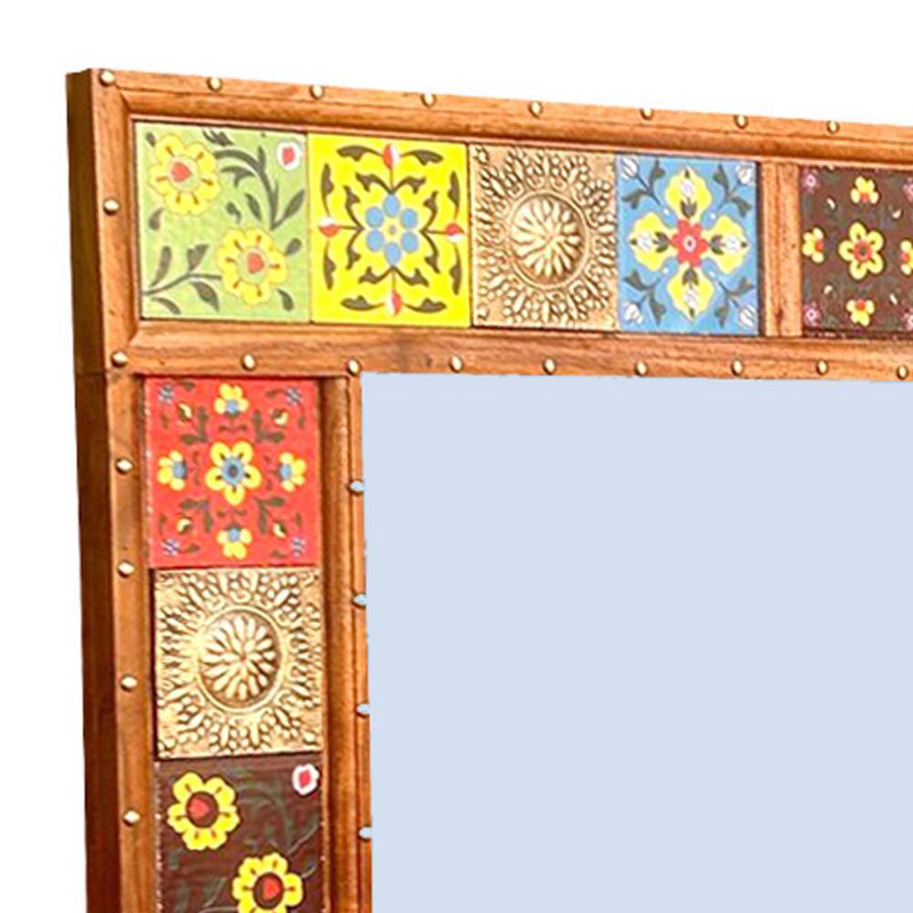 Wandspiegel Legancio im Boho Style aus Akazie Massivholz