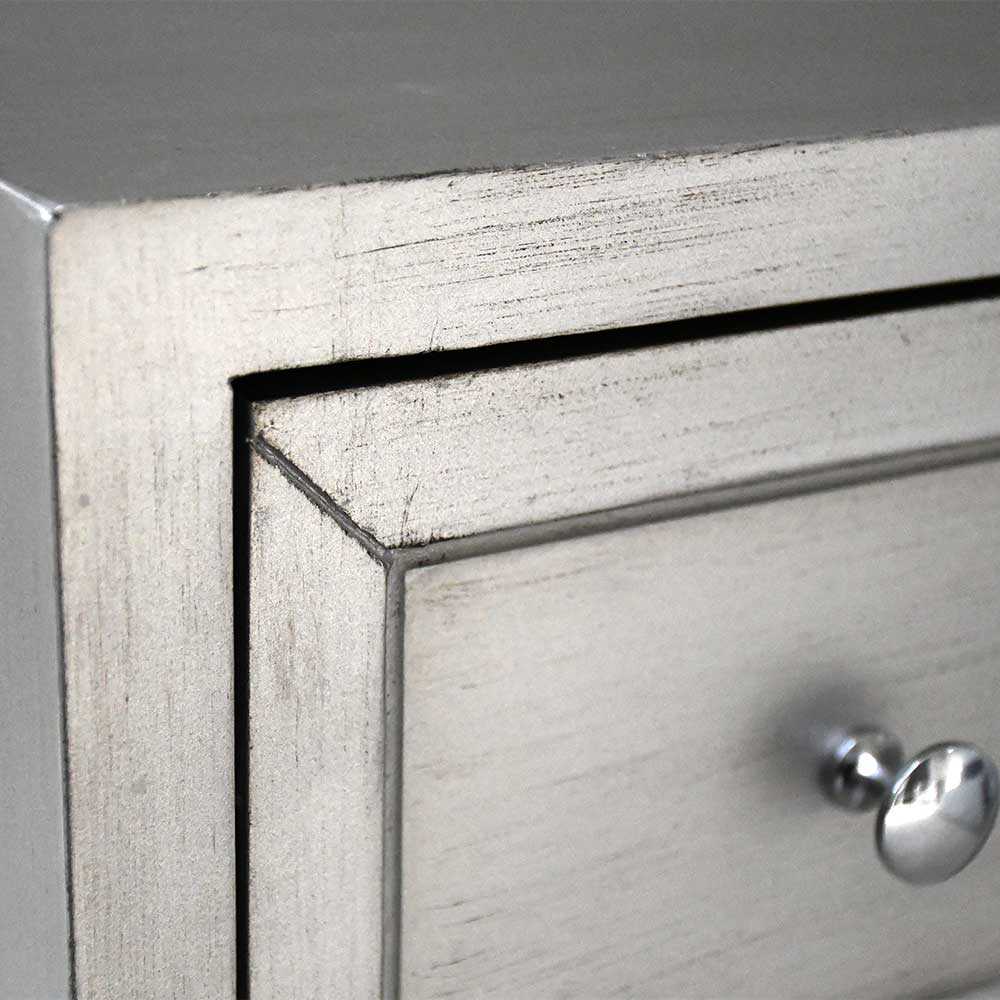 Design Konsole Jastrid in Silberfarben und Schwarz 4 Schubladen