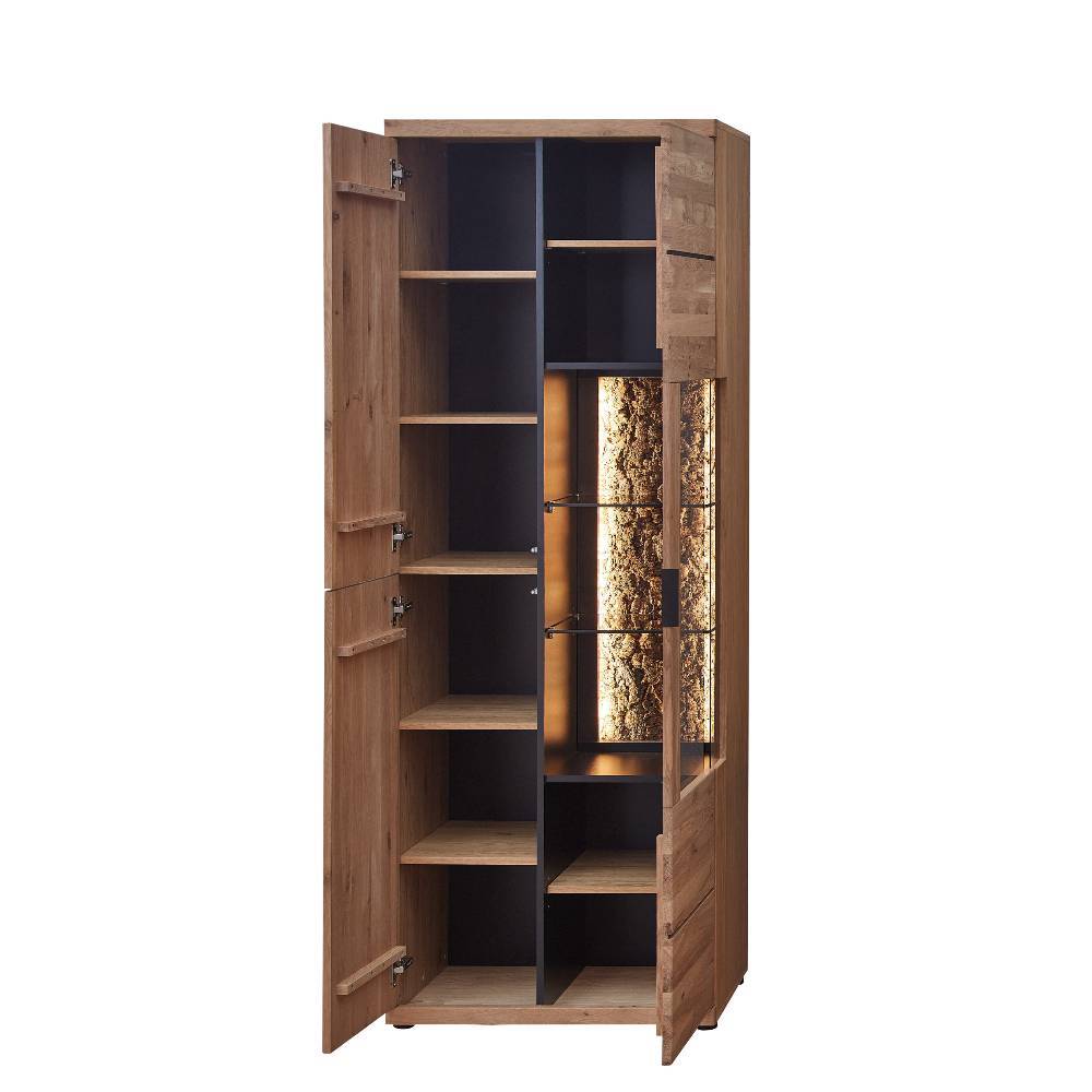 Vitrine Emly in Wildeiche Bianco und Anthrazit