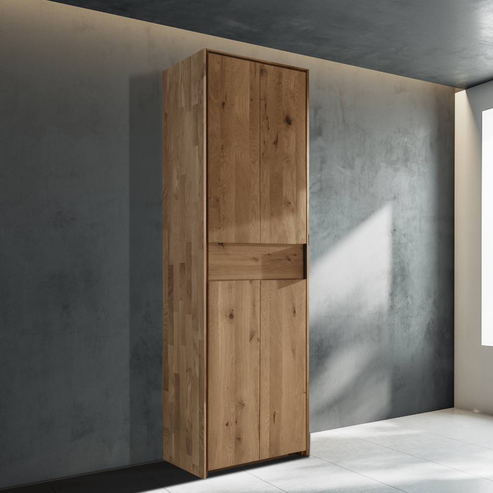Kleiderschrank Massivholz schmal Snoba geölt mit Drehtür