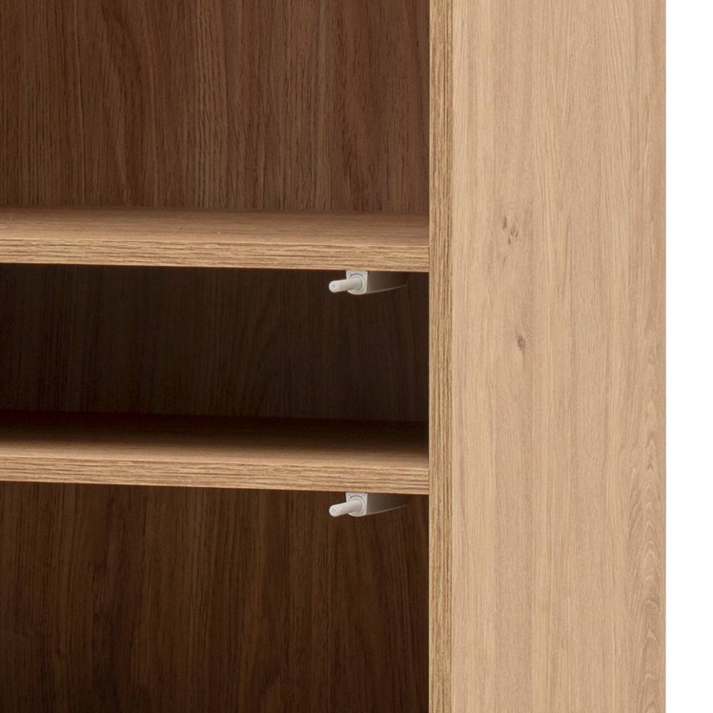 Design Wohnwand Carno in Eiche Stone 258 cm breit (zweiteilig)