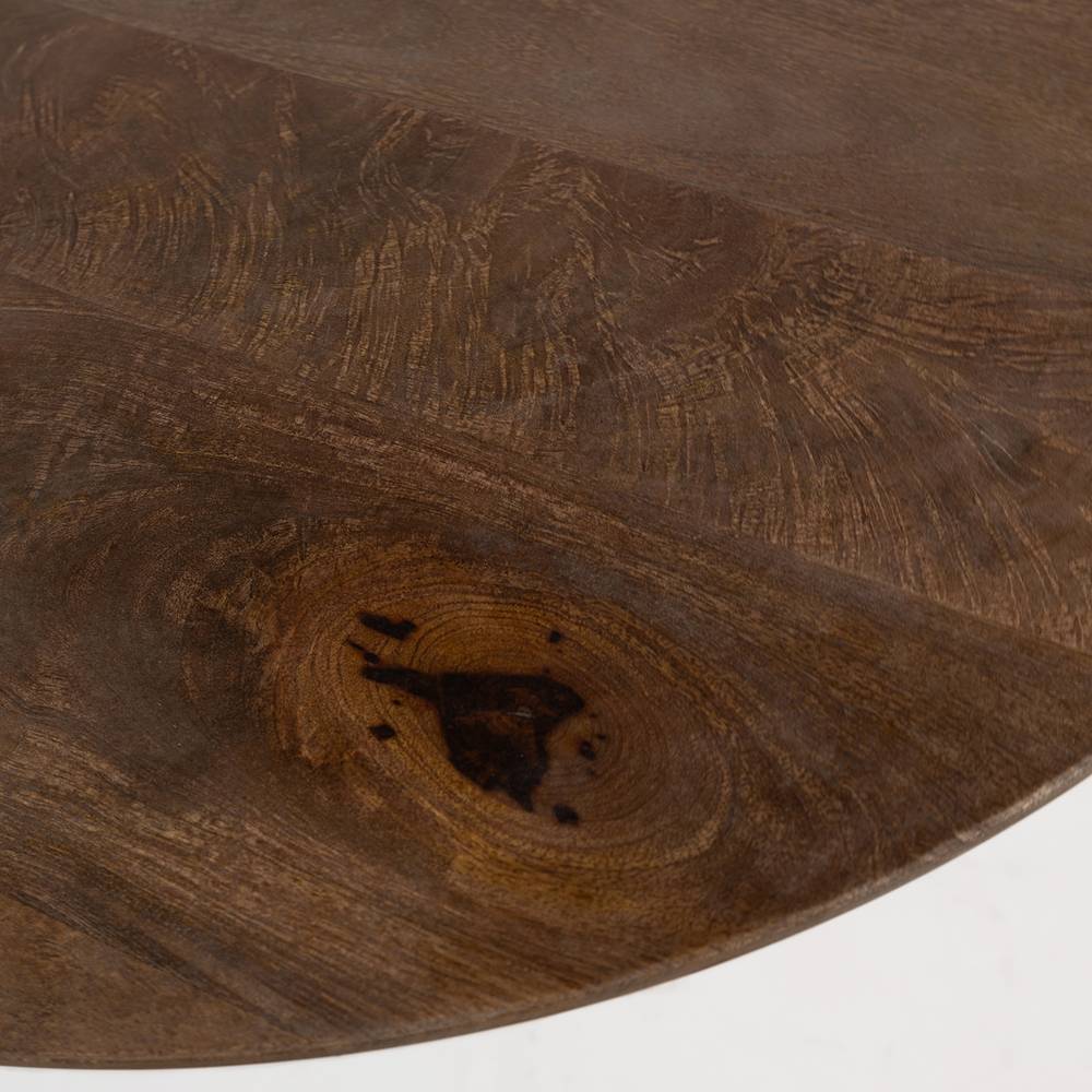 Designercouchtisch Magnus in runder Form aus Mangobaum Massivholz