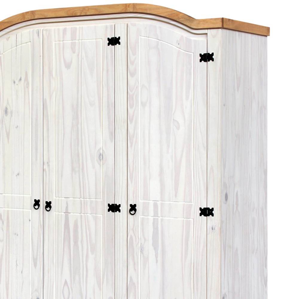 Massivholzkleiderschrank Blouno in Weiß im Landhausstil