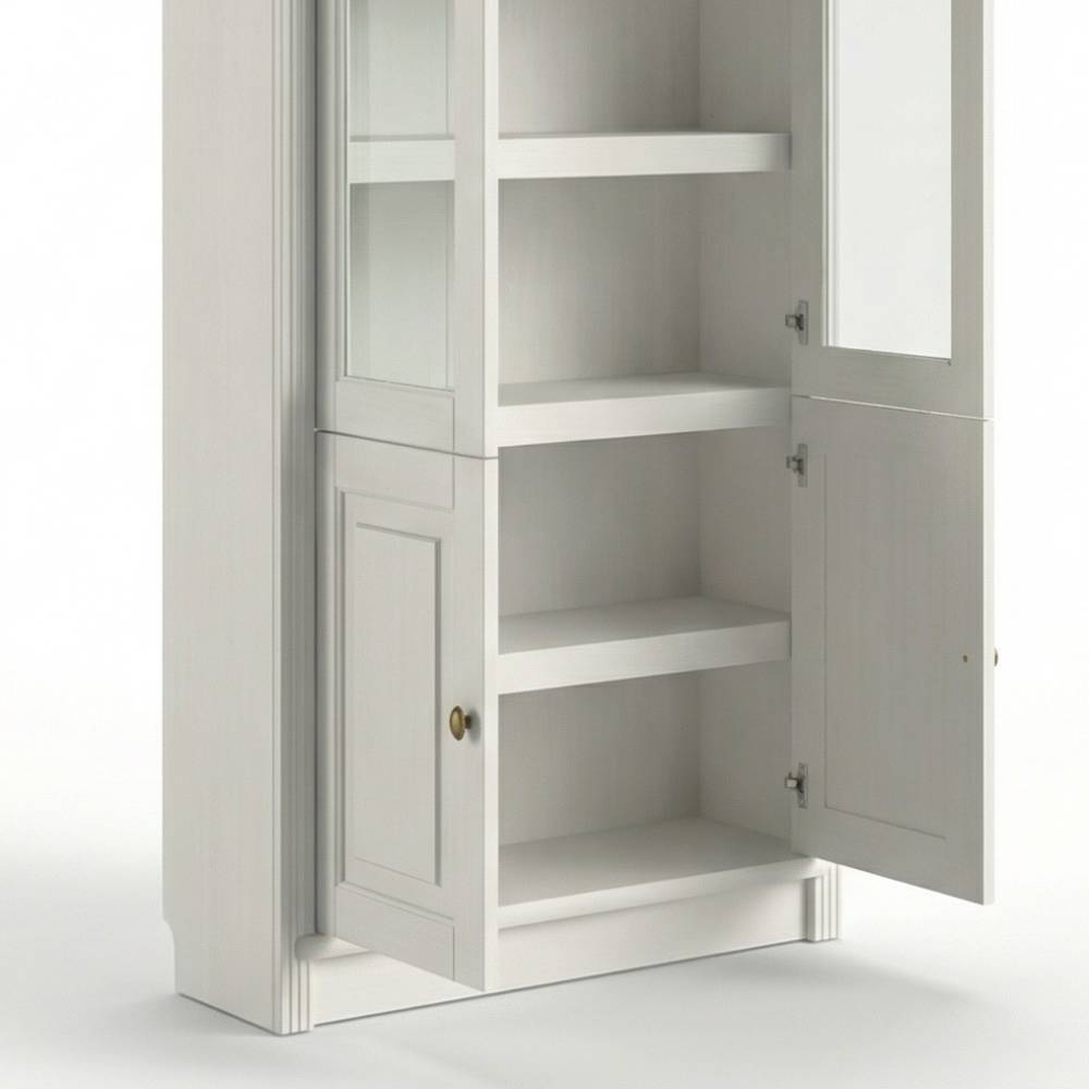 Bücher Vitrine Phil in Cremeweiß aus Kiefer Massivholz