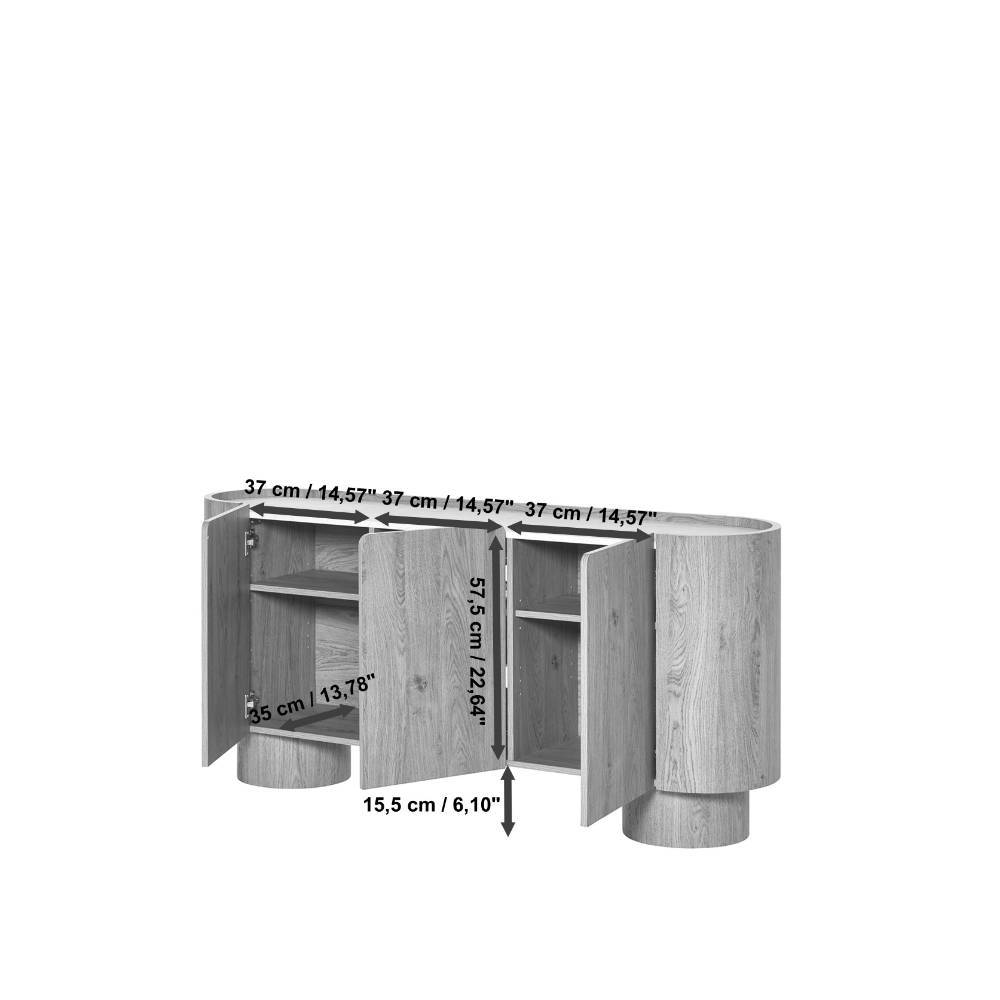 Sideboard Crocetta in ovaler Form - Eichefarben