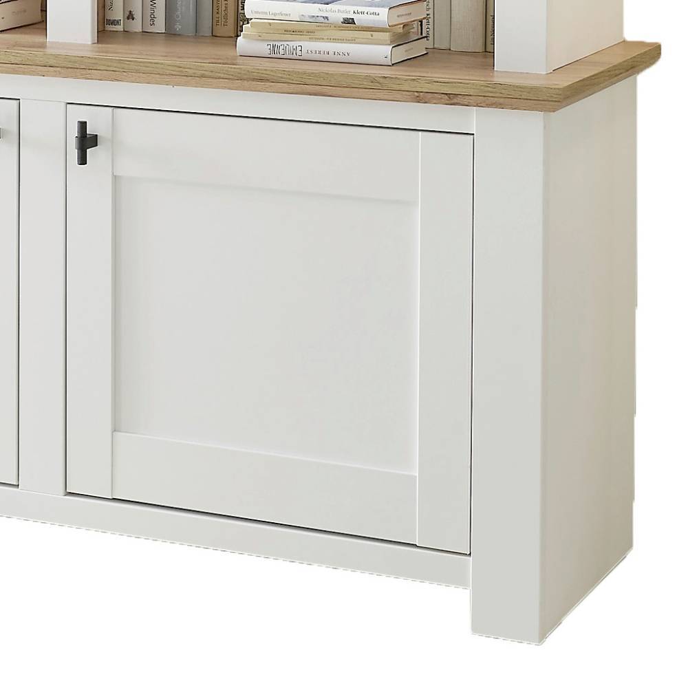 Buffet Vitrine Beno mit Glastüren und drei offenen Fächern