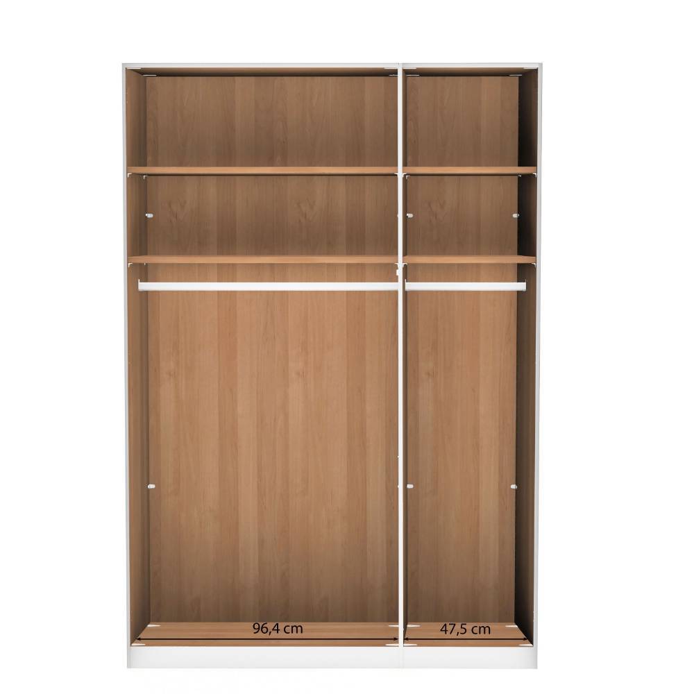Moderner Kleiderschrank Merkur mit Drehtüren in Eiche Bianco & Dunkelbraun