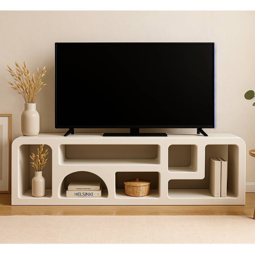 TV Lowboard Janyna im Skandi Design mit sechs offenen Fächern