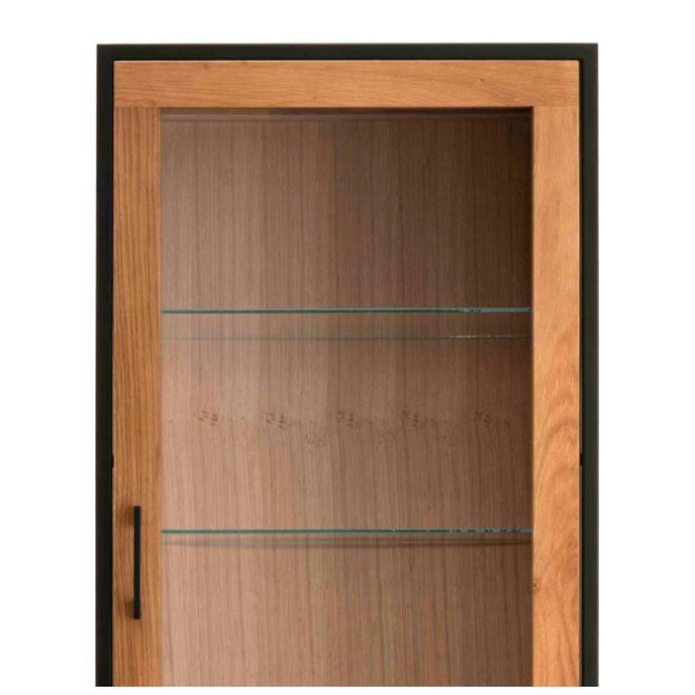 Stauraumvitrine Haidon aus Wildeiche Massivholz mit Glastür