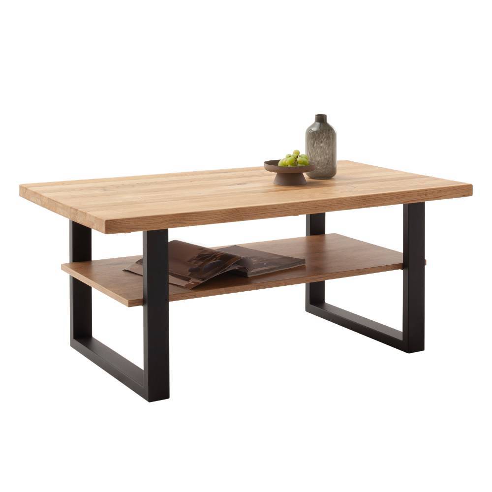 Couchtisch Suzana mit Massivholzplatte und Bügelgestell