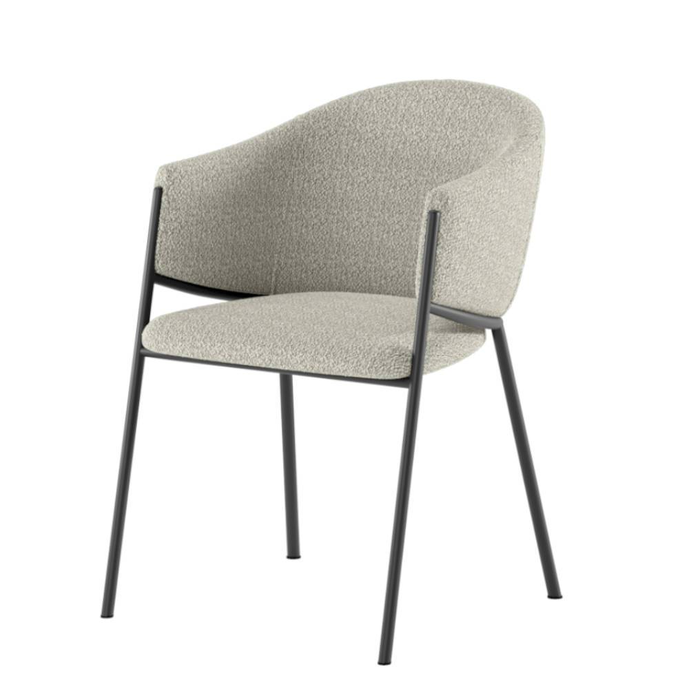 Polsterstuhl Esszimmer Aury mit Armlehnen aus Boucle Stoff (2er Set)