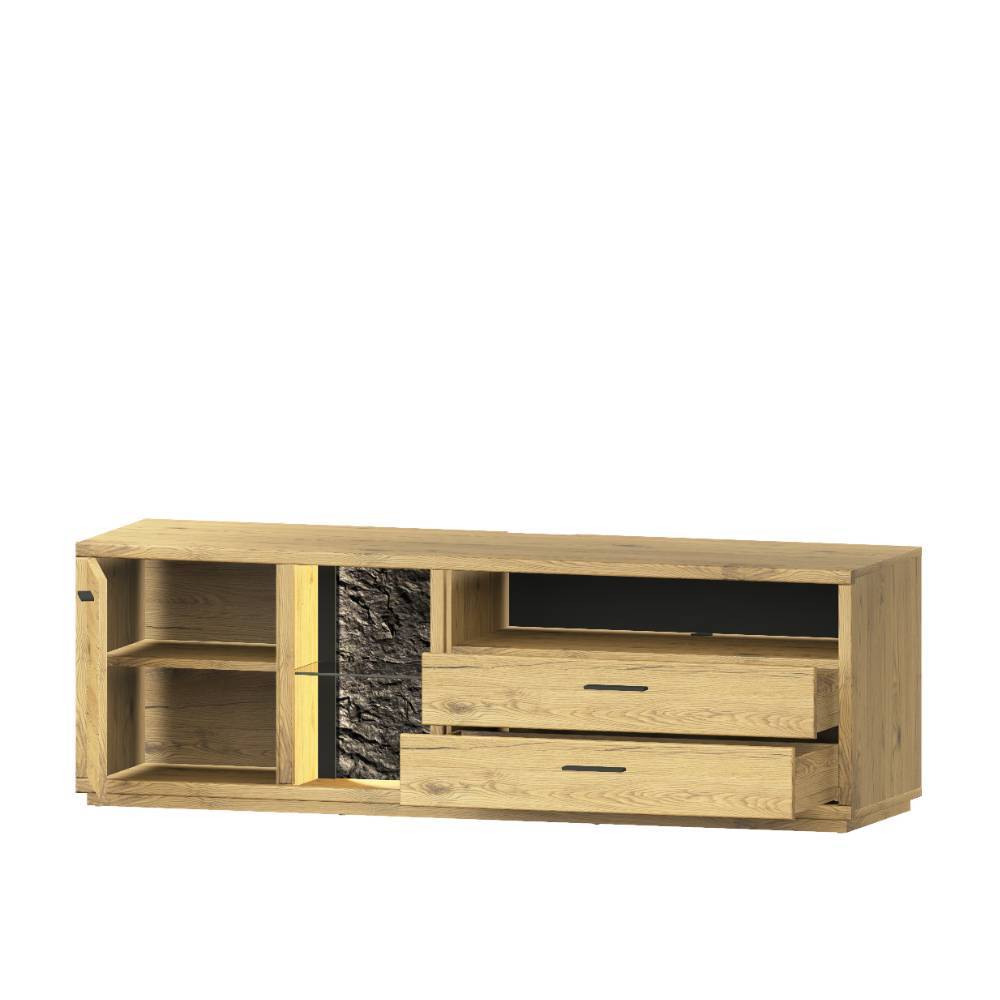 TV Lowboard Ostoro mit zwei Schubladen und einer Tür