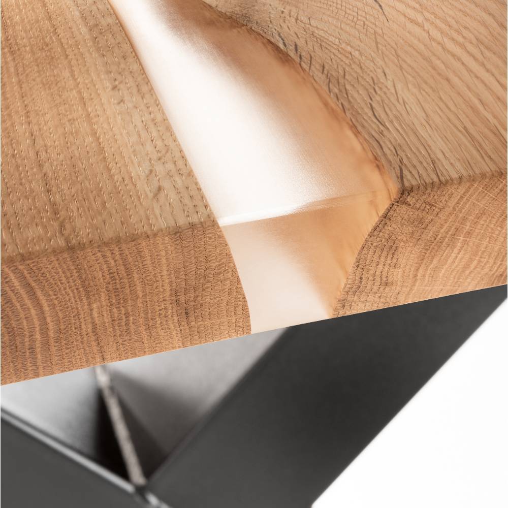 Massivholztisch Budelli mit X Gestell im Industry und Loft Stil