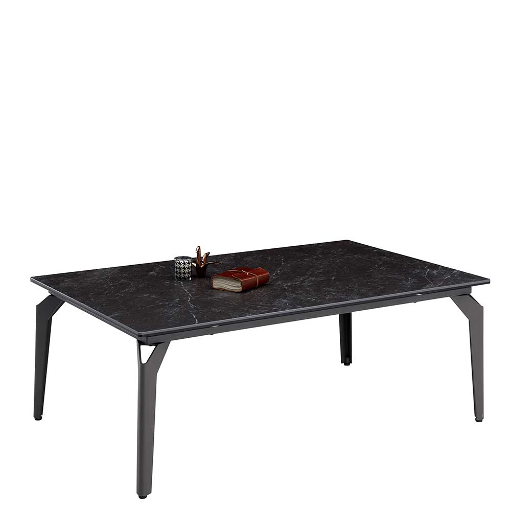 Schwarzer Designcouchtisch Aventi aus Keramik und Metall 110 cm breit