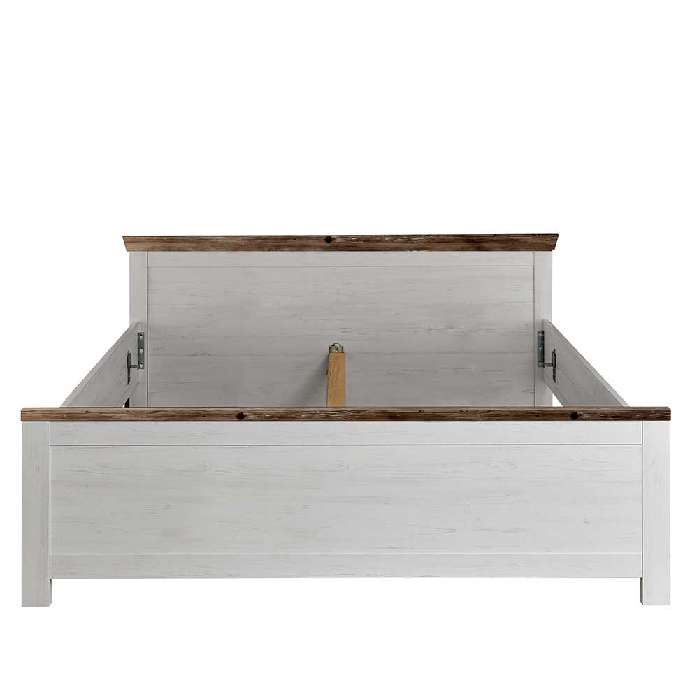Landhausstil Bett Flurencina in Weiß und Kieferfarben
