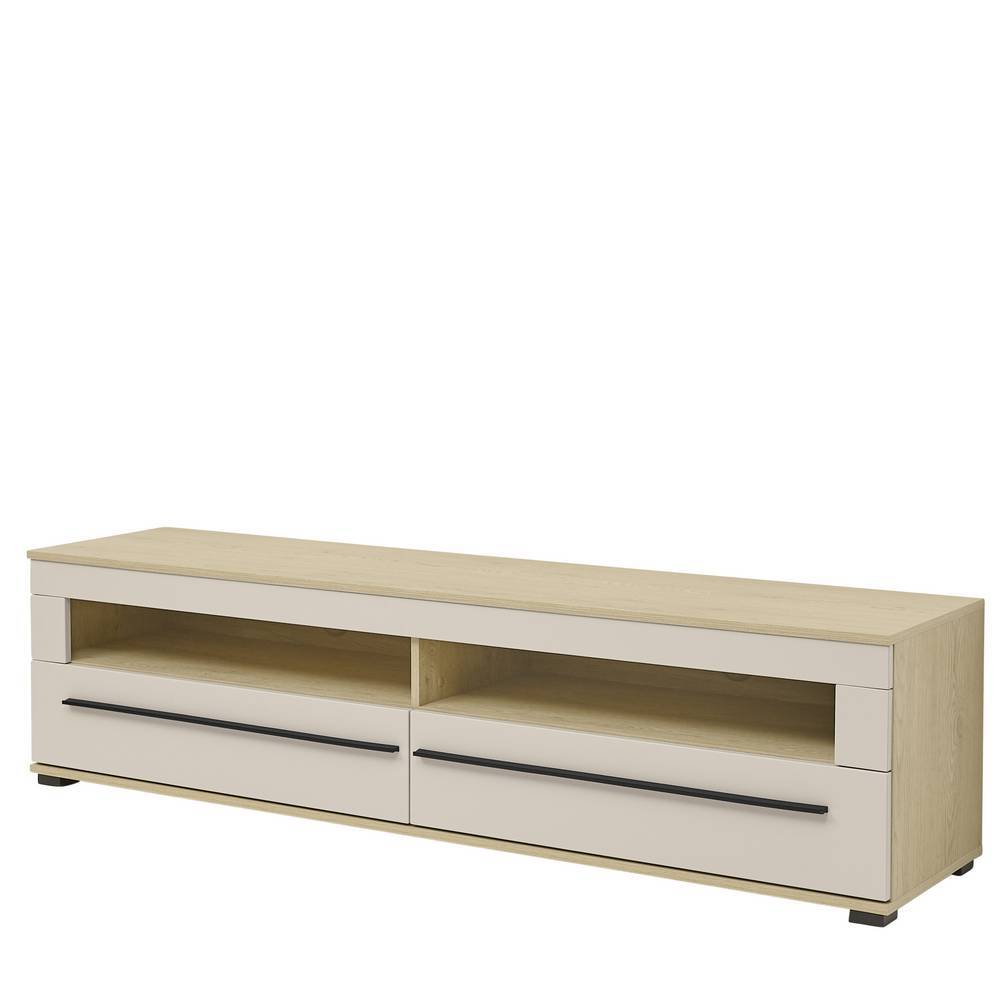 Lowboard Helina in Beigegrau und Wildeiche Bianco
