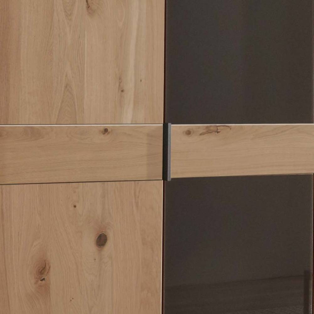 Kleiderschrank 6-türig Merkur in Eiche Bianco und Dunkelbraun