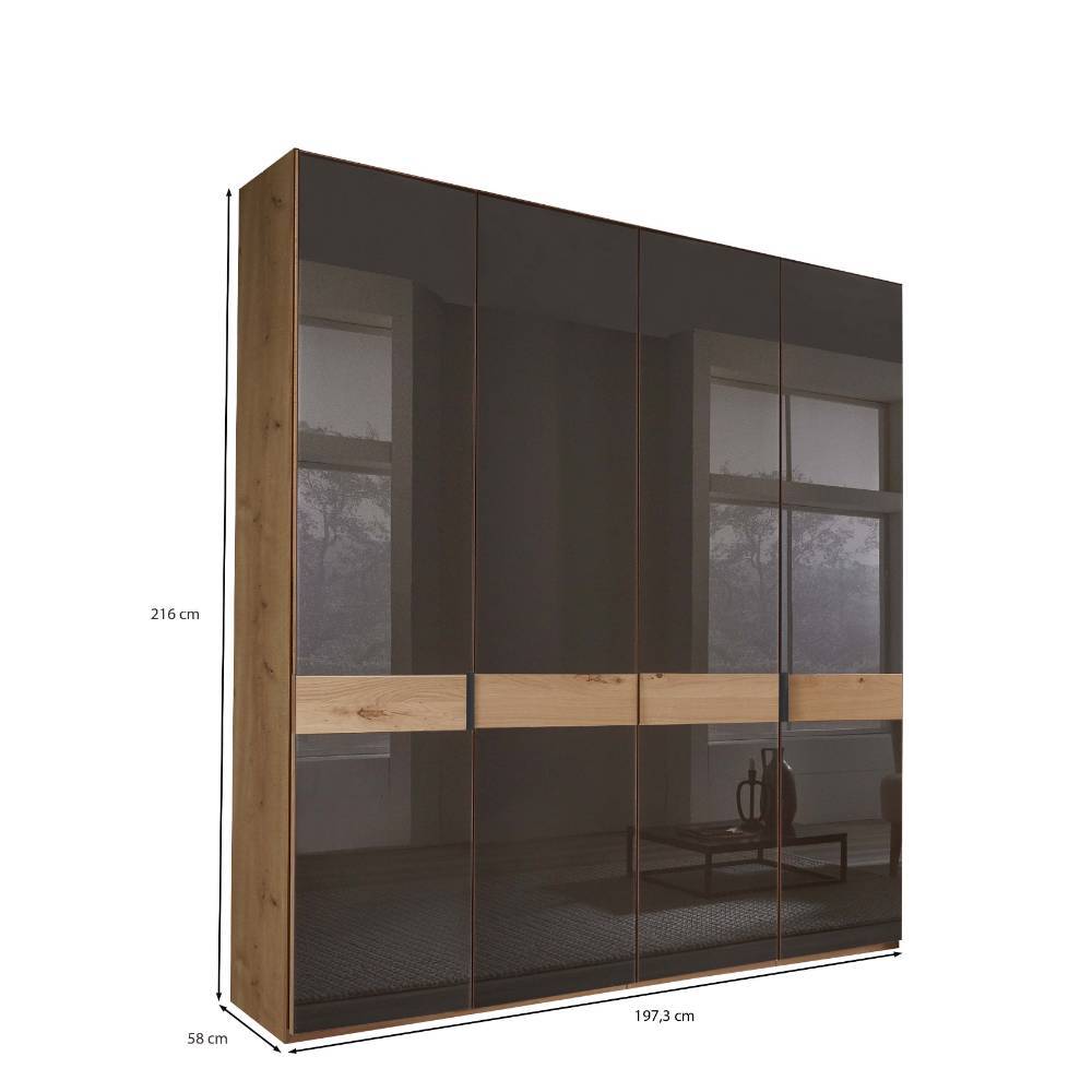 Schlafzimmerschrank modern Merkur in Eiche Bianco und Dunkelbraun