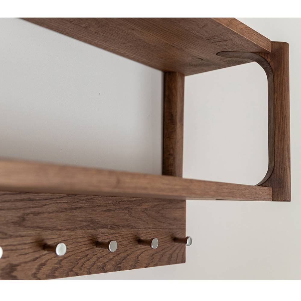 Wandgarderobe Sona in Eiche Tabacco mit Hutablage aus Holz
