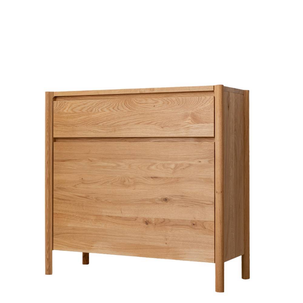 Schuhschrank Gravura aus Eiche Massivholz mit Griffmulden