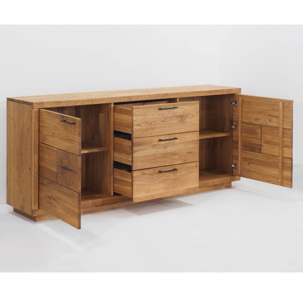 Sideboard Lasito aus Eiche Massivholz mit Hirnholz Applikation