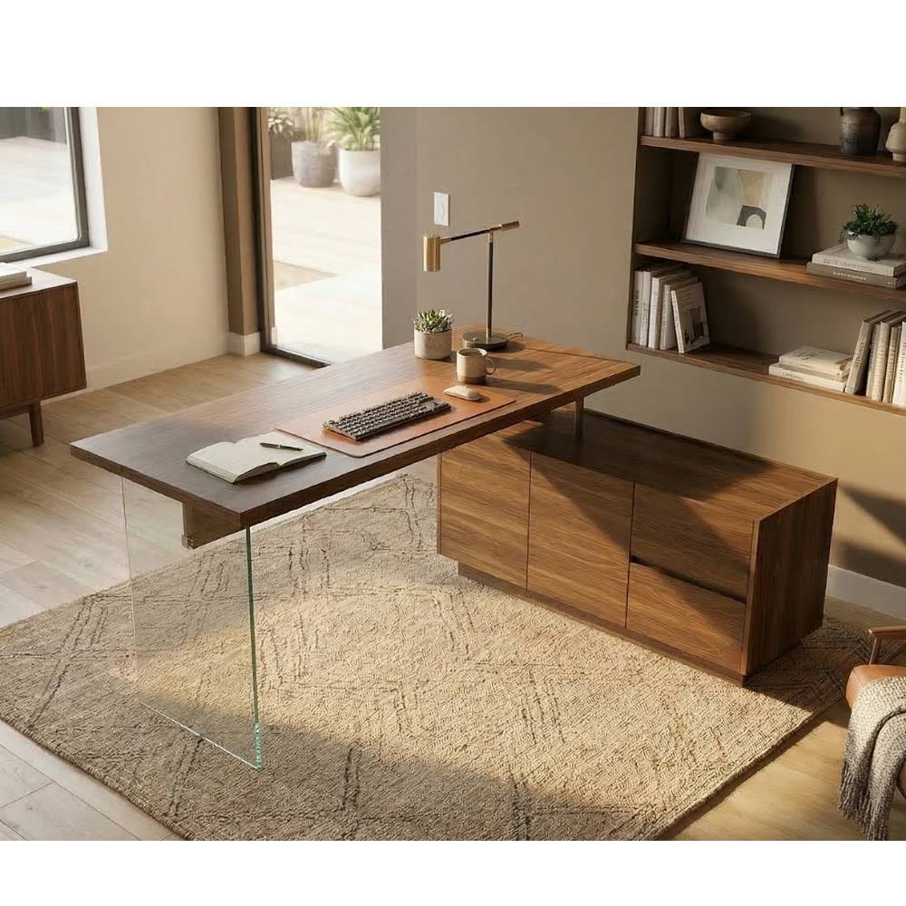 Bürotisch Radius mit zwei Schubladen in modernem Design