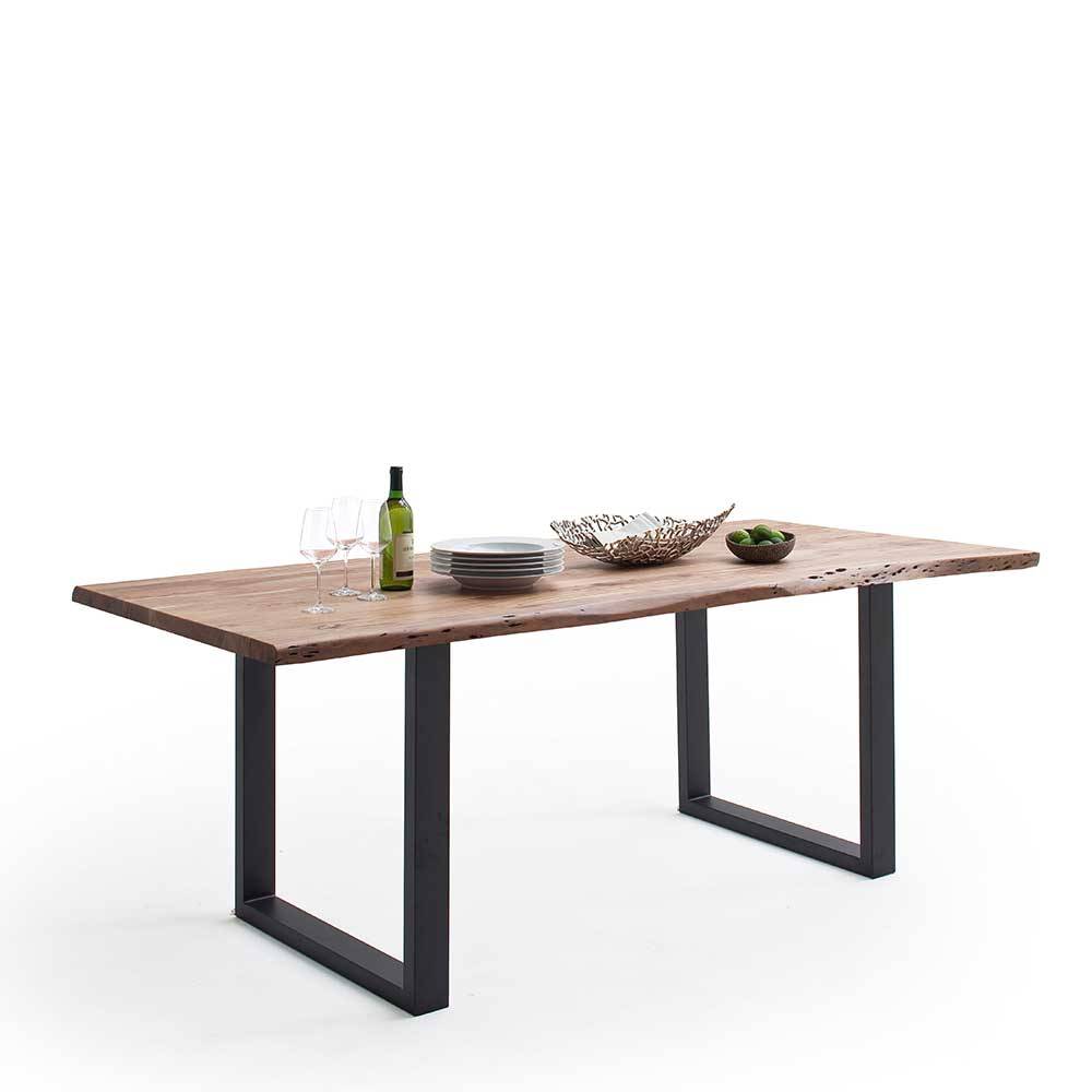Esszimmertisch Ascalwa mit natürlicher Baumkante im Industry und Loft Stil