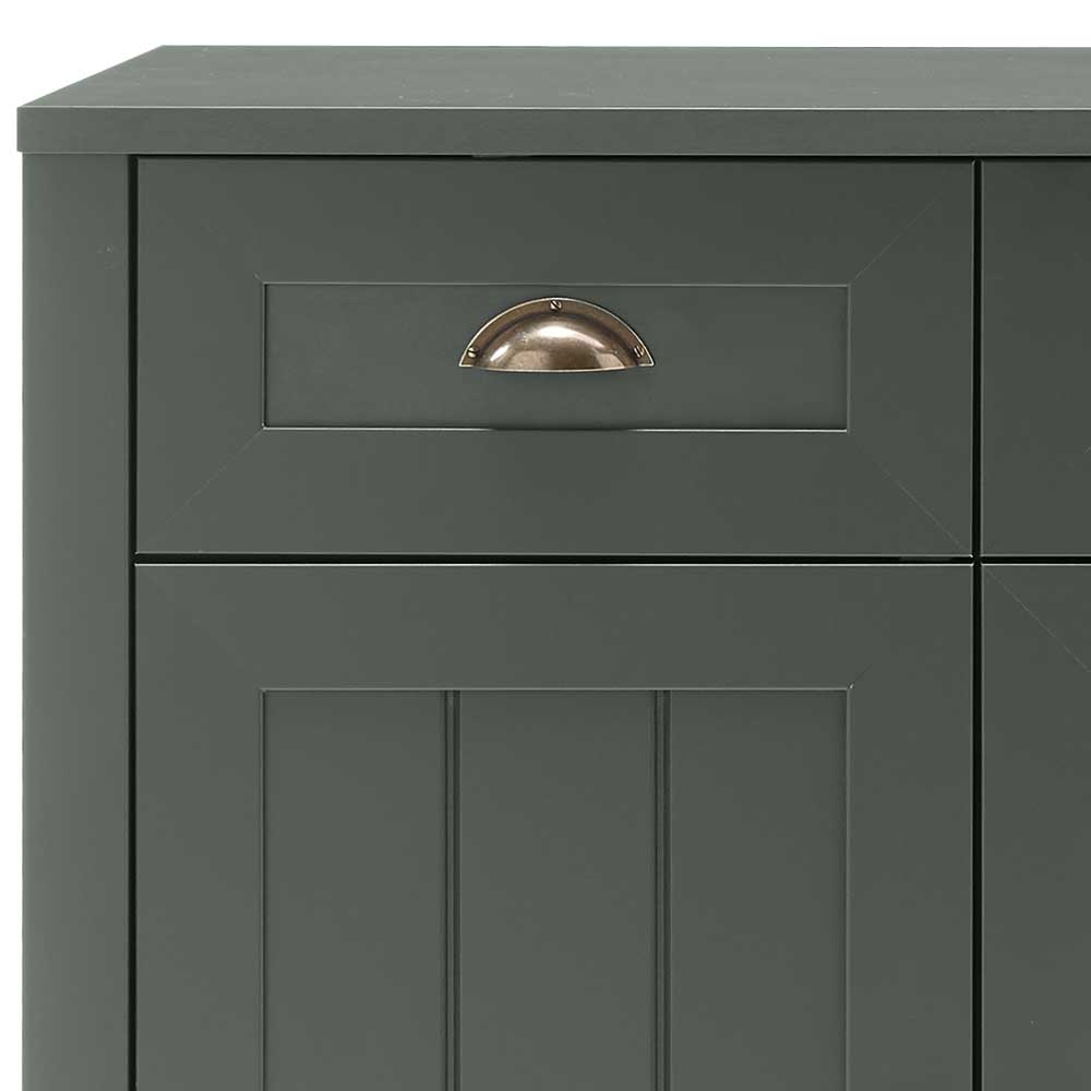Landhaus Sideboard Clujia in Dunkelgrün mit Glastür