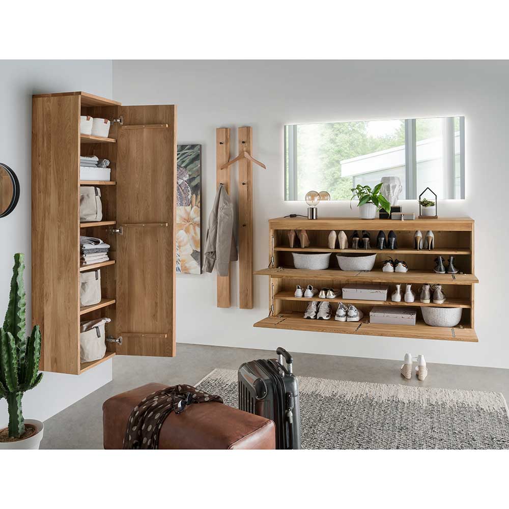 Dielenset Nietran aus Asteiche Massivholz hängend (fünfteilig)
