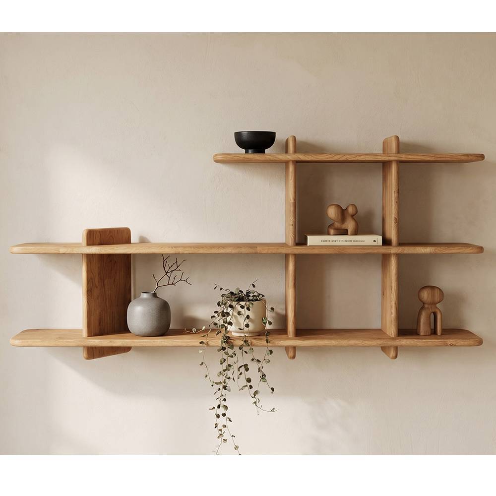 Wandhängeregal Temuco aus Eiche Massivholz im Skandi Design