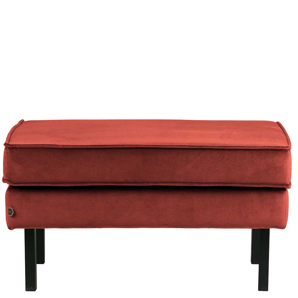 Polsterhocker Klasvan in Rotbraun Samt im Retro Design