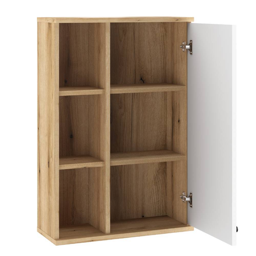 Badezimmermöbel Set Zyret in Weiß und Wildeichefarben (fünfteilig)