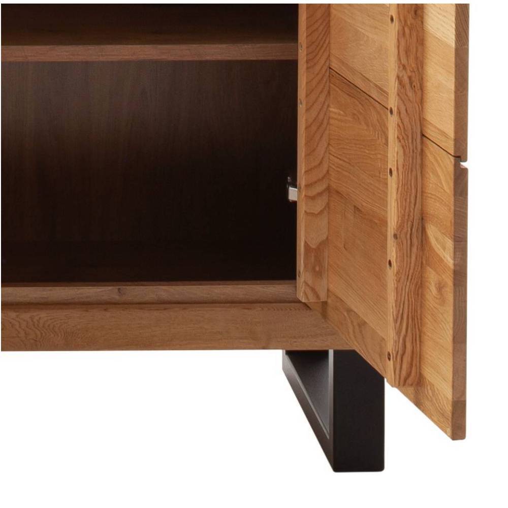 Wohnzimmer Highboard Suzana in Wildeichefarben mit Glastüren