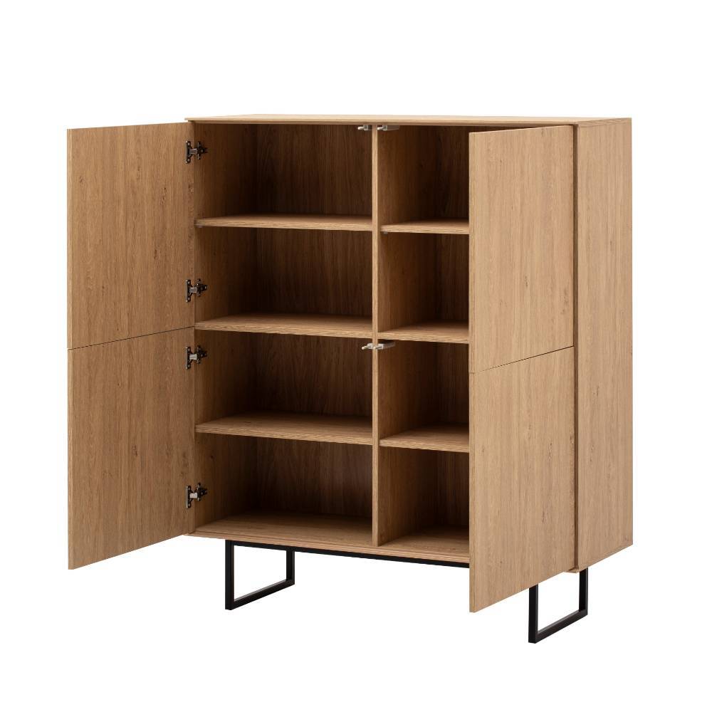 Wohnwand modern Carno in Eiche Stone Holzoptik 200 cm hoch (dreiteilig)