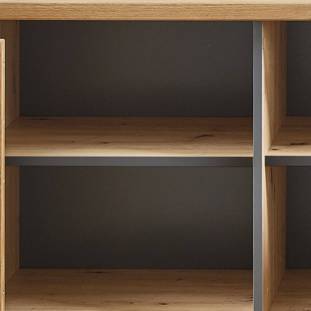 Wohnzimmer Kommode Tablonero in Wildeichefarben mit LED Beleuchtung