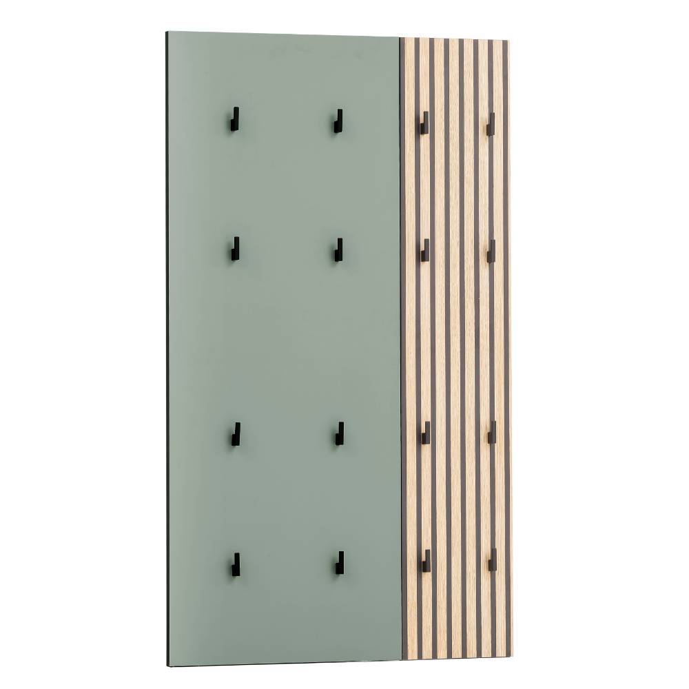 Wandgarderobe Jawalio in Paneeloptik mit 16 Kleiderhaken (zweiteilig)