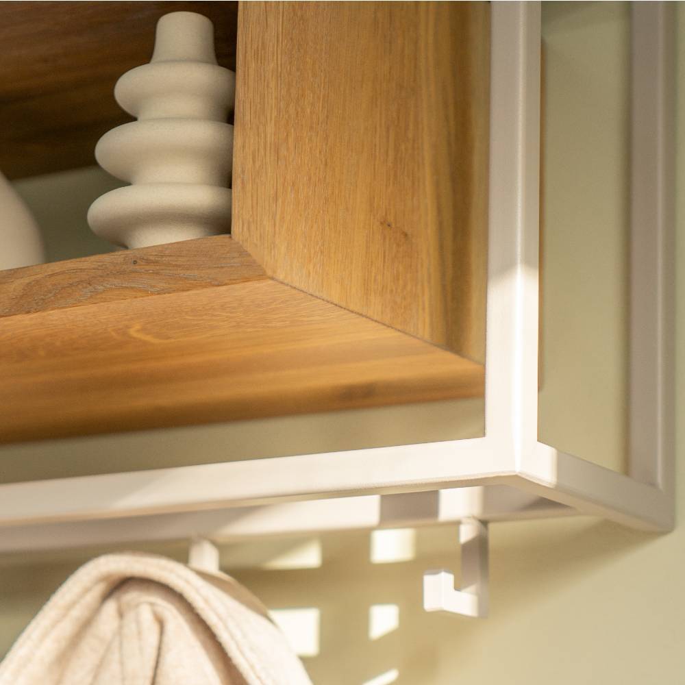 Garderobe Ayla aus Eiche Massivholz und Stahl
