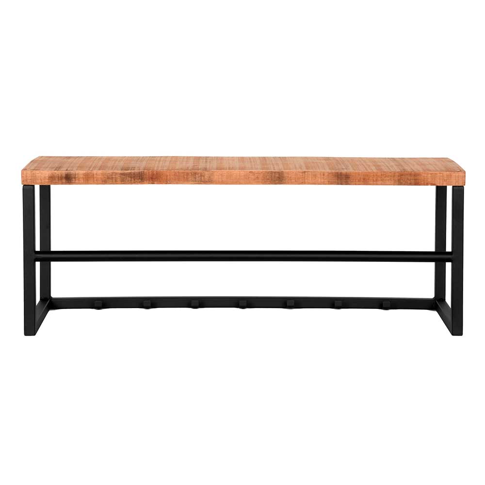 Wandgarderobe Rollandino aus Mangobaum Massivholz und Metall