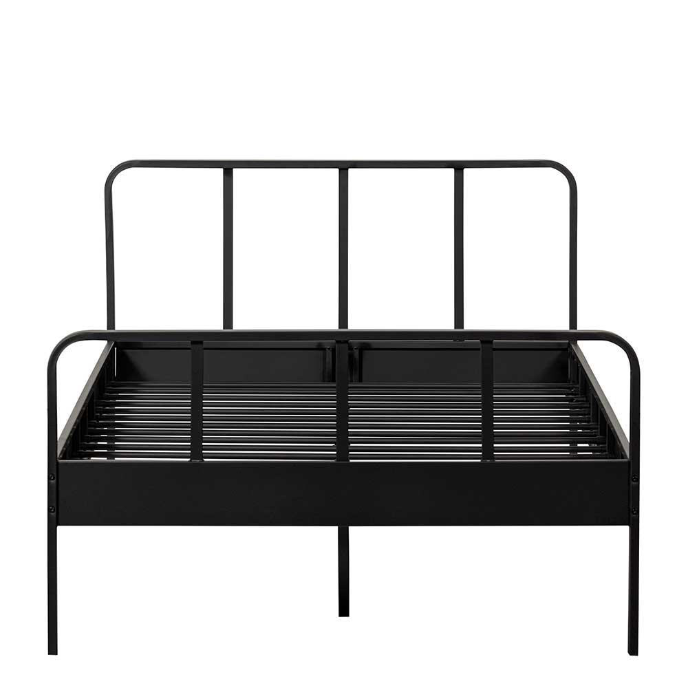 Schwarzes Metall Bett Volgan im Retrostil 42 cm Einstiegshöhe