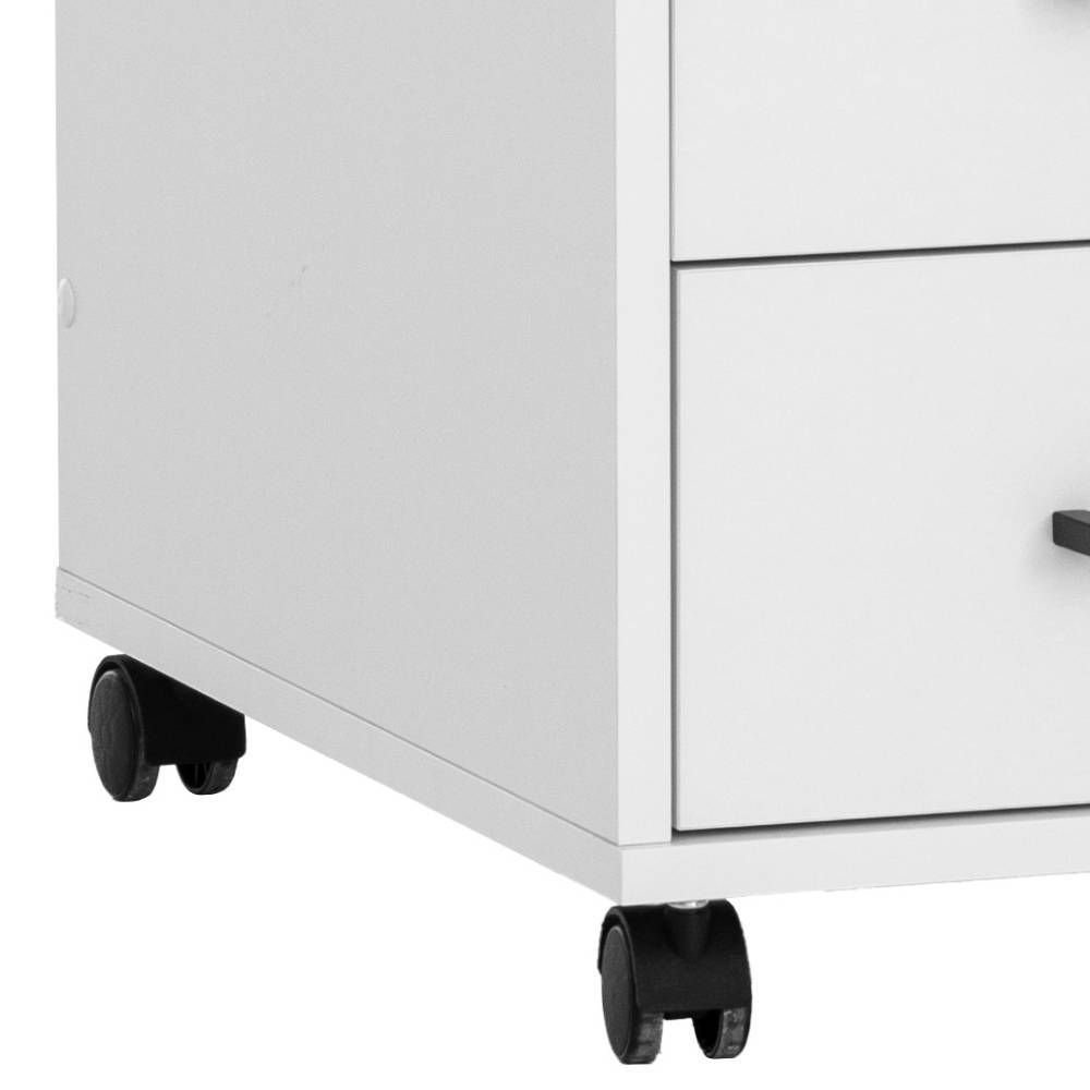 Schreibtischrollcontainer Data in Weiß matt mit drei Schubladen