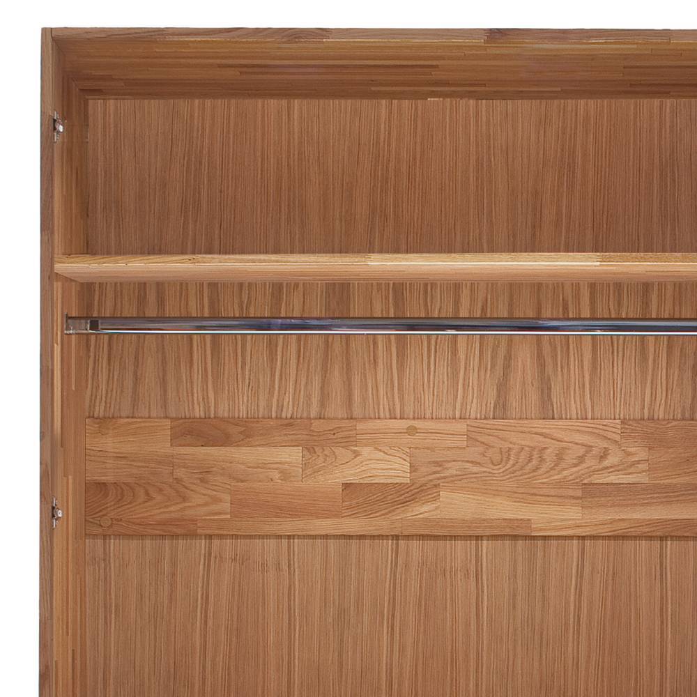 Massiver Holzkleiderschrank Snoba in Wildeichefarben 218 cm hoch