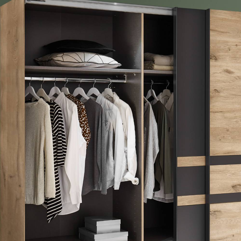 Kleiderschrank Schiebetüren Annika in modernem Design 60 cm tief