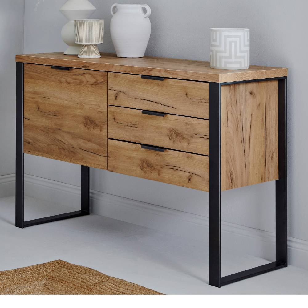 Sideboard Tolofo im Industry und Loft Stil mit drei Schubladen