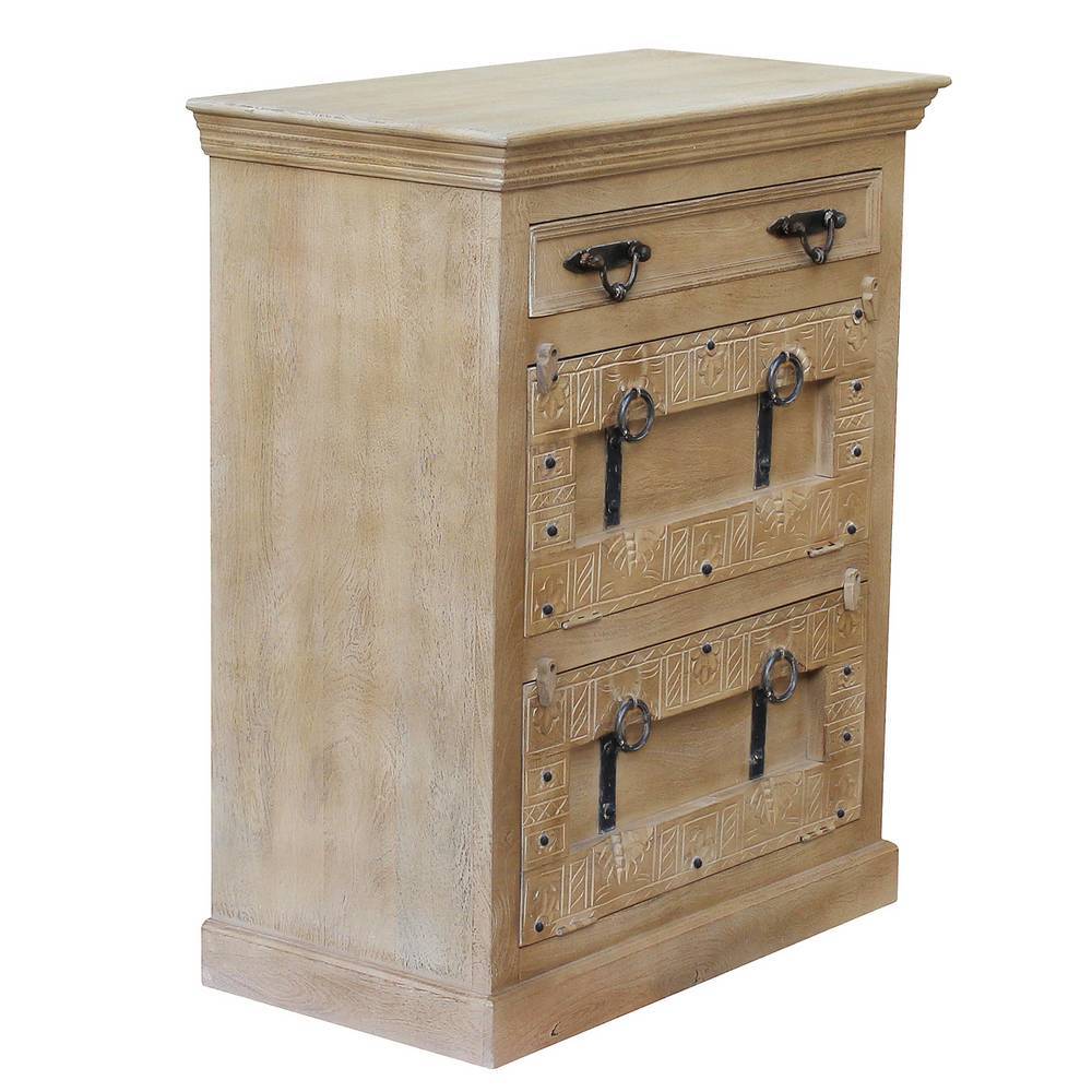 Flurgarderobe Emilio aus Mangobaum Massivholz in Holz Grey Wash (fünfteilig)