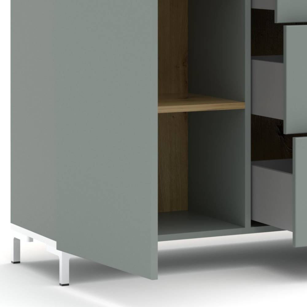 Esszimmersideboard Sua in Graugrün 220 cm breit