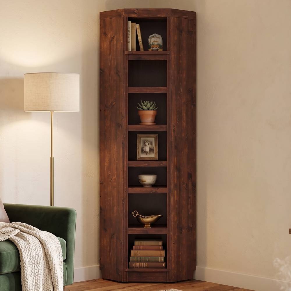 Eckbücherregal Naguera in Dunkelbraun im Landhausstil